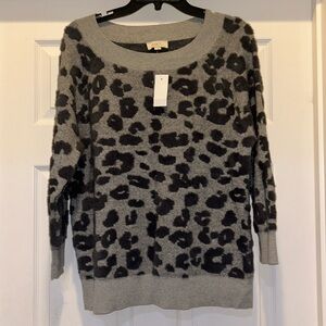 The Loft women’s gray leopard sweater NWT